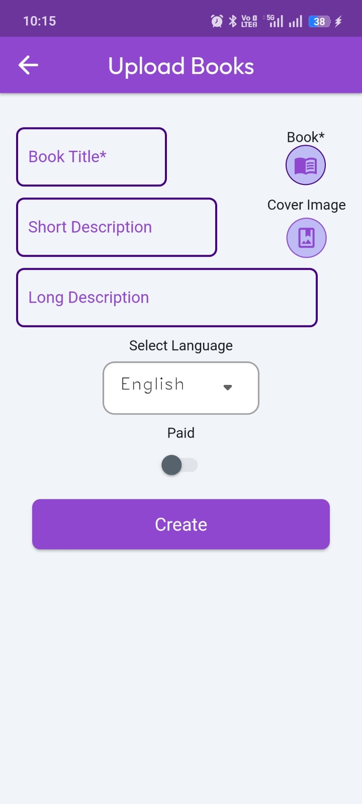 AstroVista upload book form